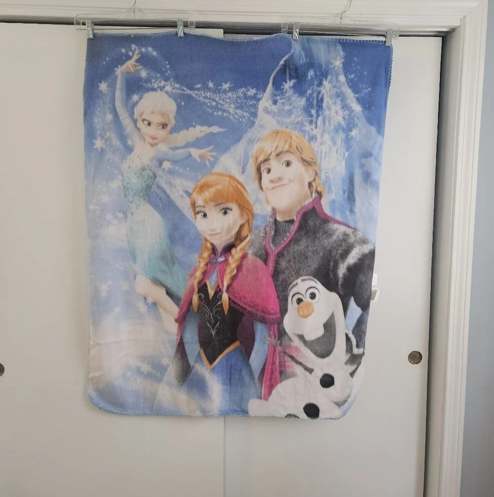 Disney Frozen Blanket - Dark Gray & Light Blue Trim